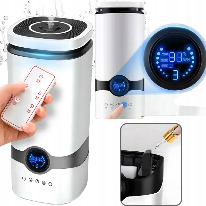 Nawilżacz Powietrza Ultradźwiękowy 4L Pilot Jonizacja Aromaterapia