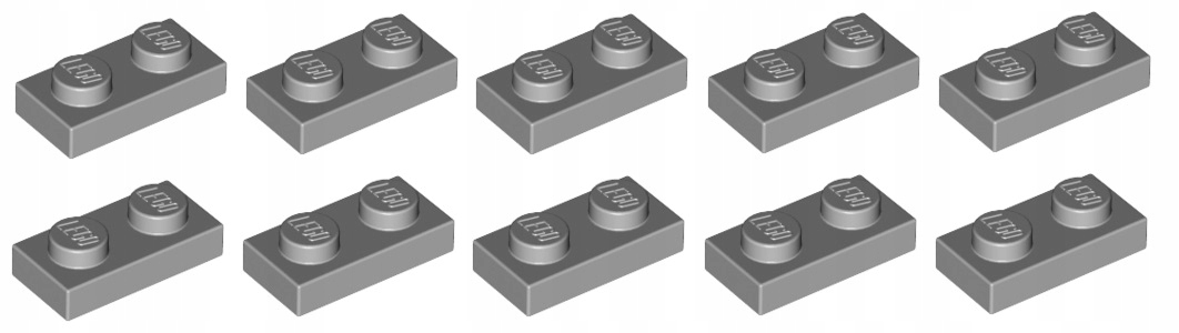

Lego płytka 1x2 jasnoszara 10 szt. 3023 Nowa