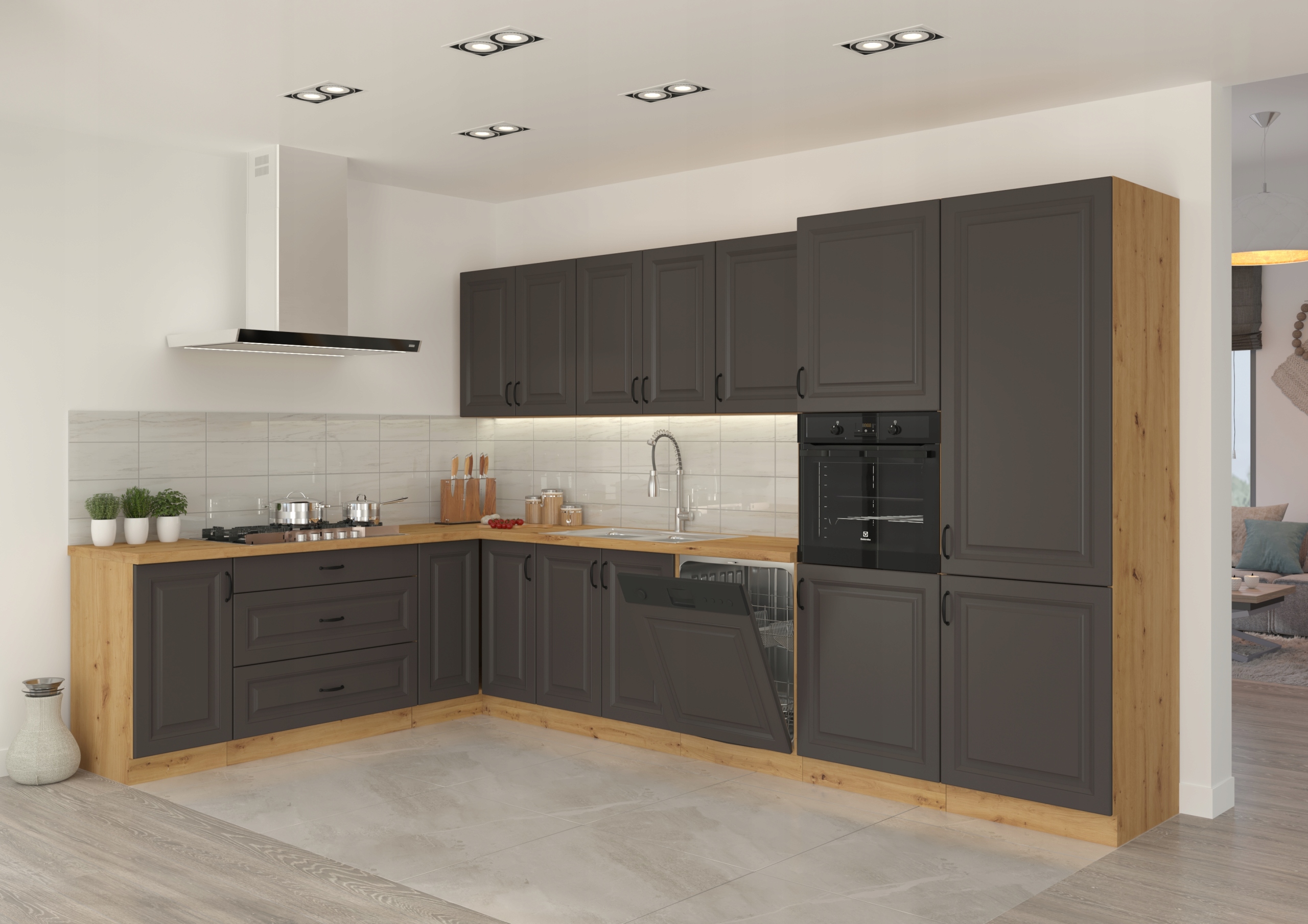 Szafka kuchenna witryna 40 grafit frezowana SPRING Marka Umeblujdom