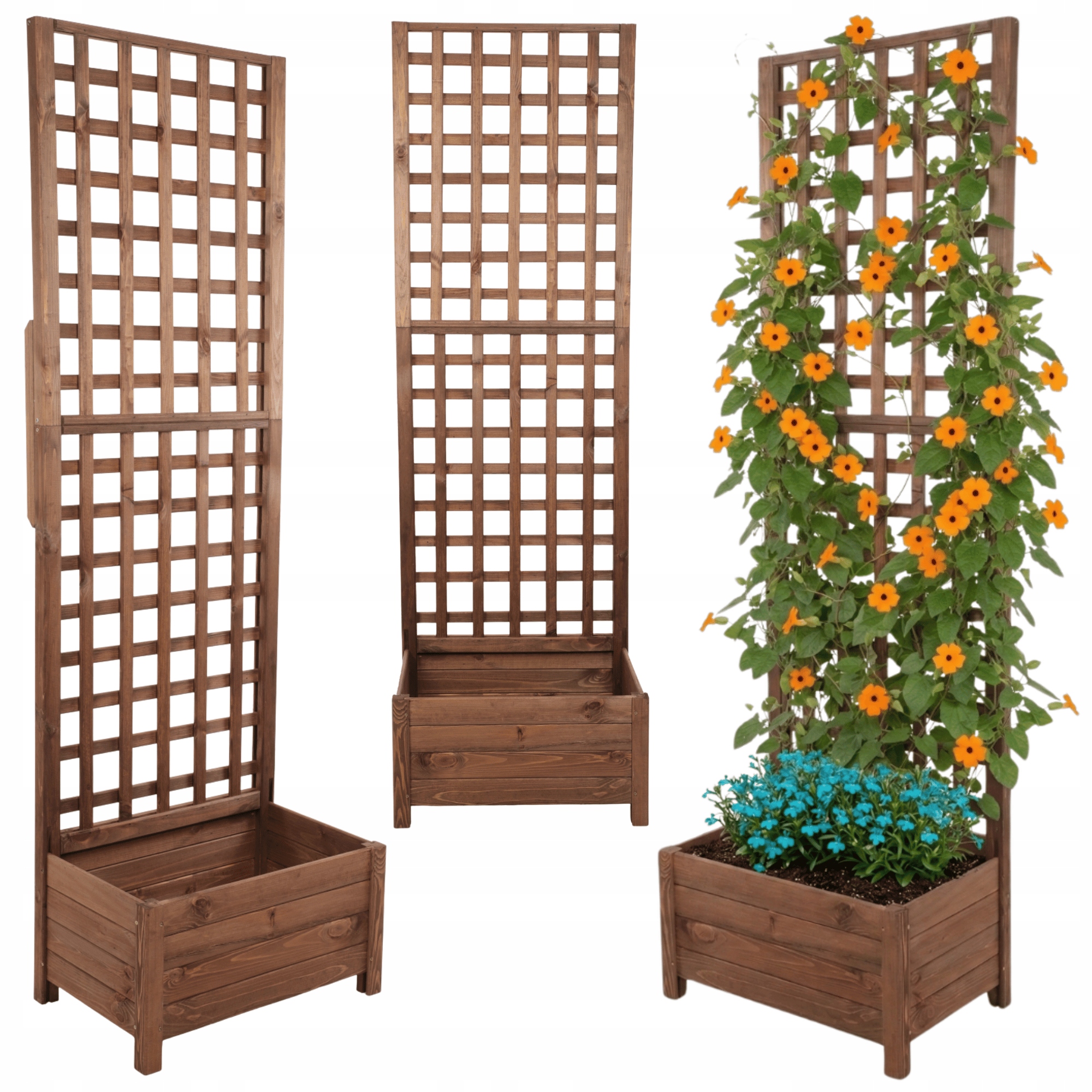 Drevená pergola, vysoký kvetináč, krabička na kvety 190x60x40, Eko