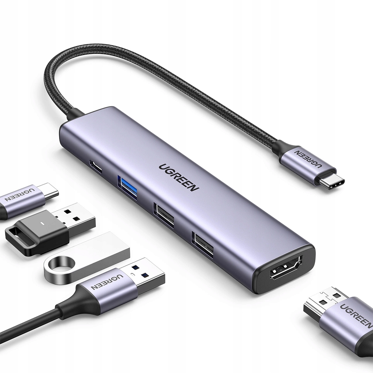 Adaptér Hub Ugreen CM478 Usb-c na Hdmi, Usb-a 3.0, 2x Usb-a 2.0, Pd