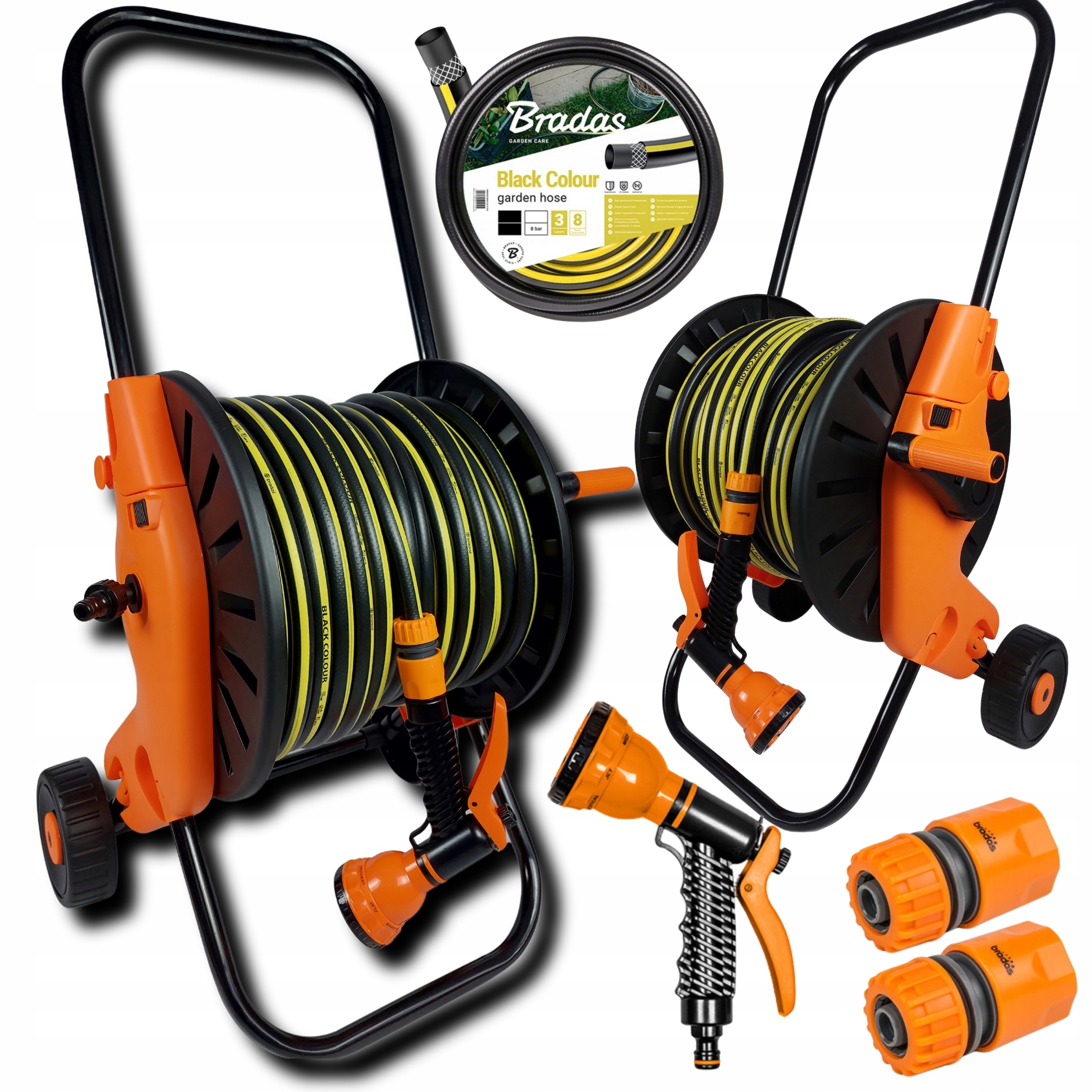 Wąż Ogrodowy 1/2 Na Wózku Bęben Zwijacz Zestaw Podlewanie Mocny Odporny 30m