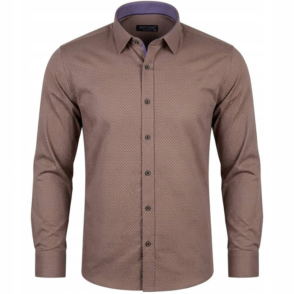 Ego Man košile pánská EGB-513-2 regular fit nadměrná velikost 5XL taupe