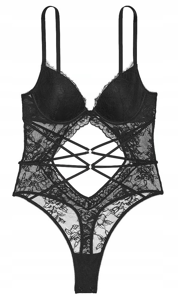 Krajkové body Victoria's Secret lehce vyztužené, černé, M