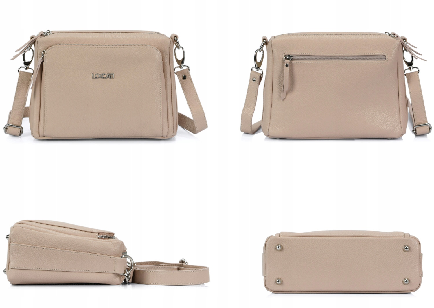 Beżowa listonoszka damska Włoskie torebki skórzane Marka Loccati