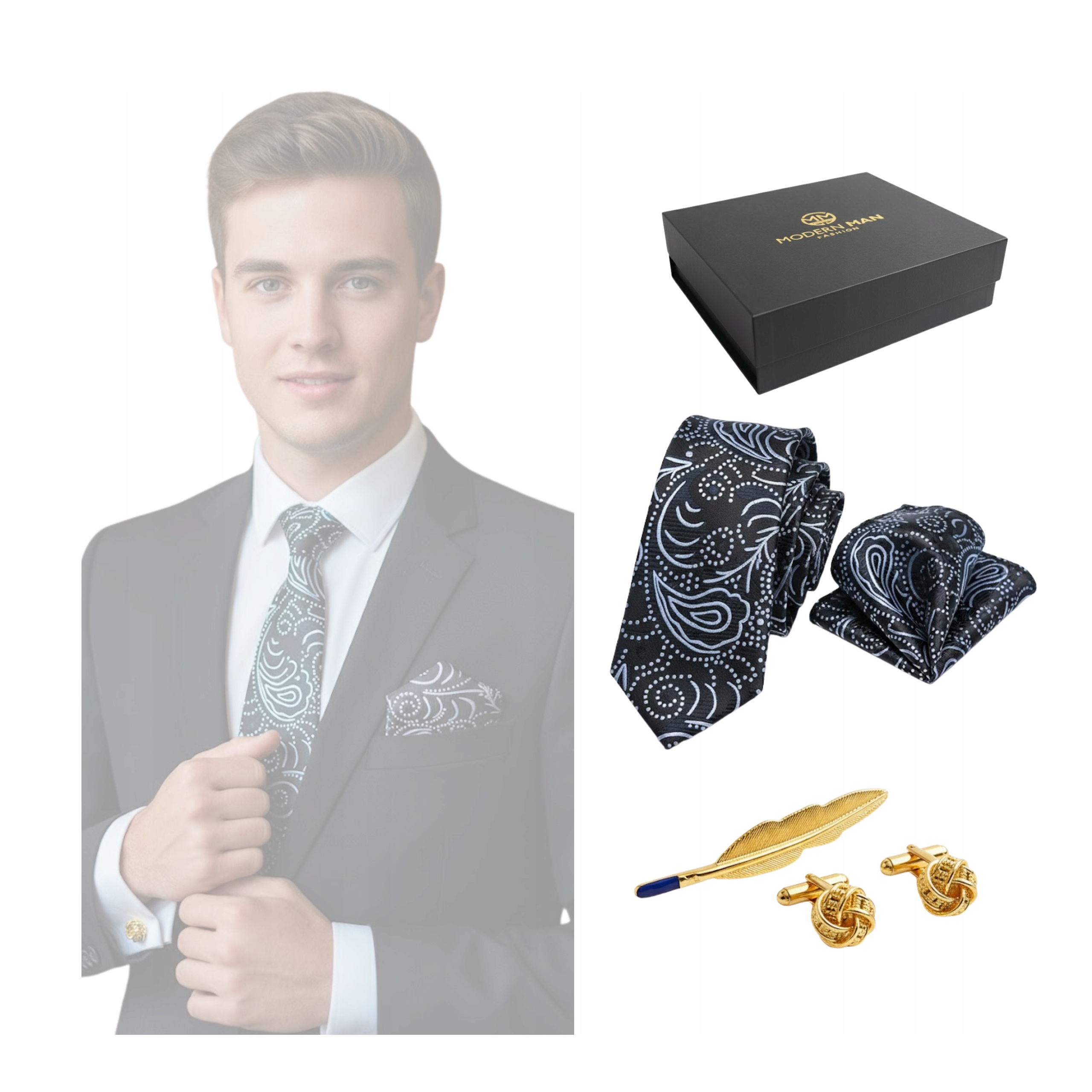 Sada elegantních doplňků pro něj – dárek k kravatě a sponkám na košili