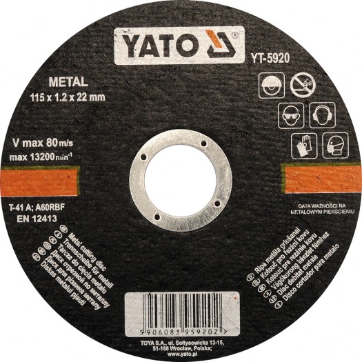 

YT-5920 Tarcza Do Cięcia Metalu 115X1,2X22 MM