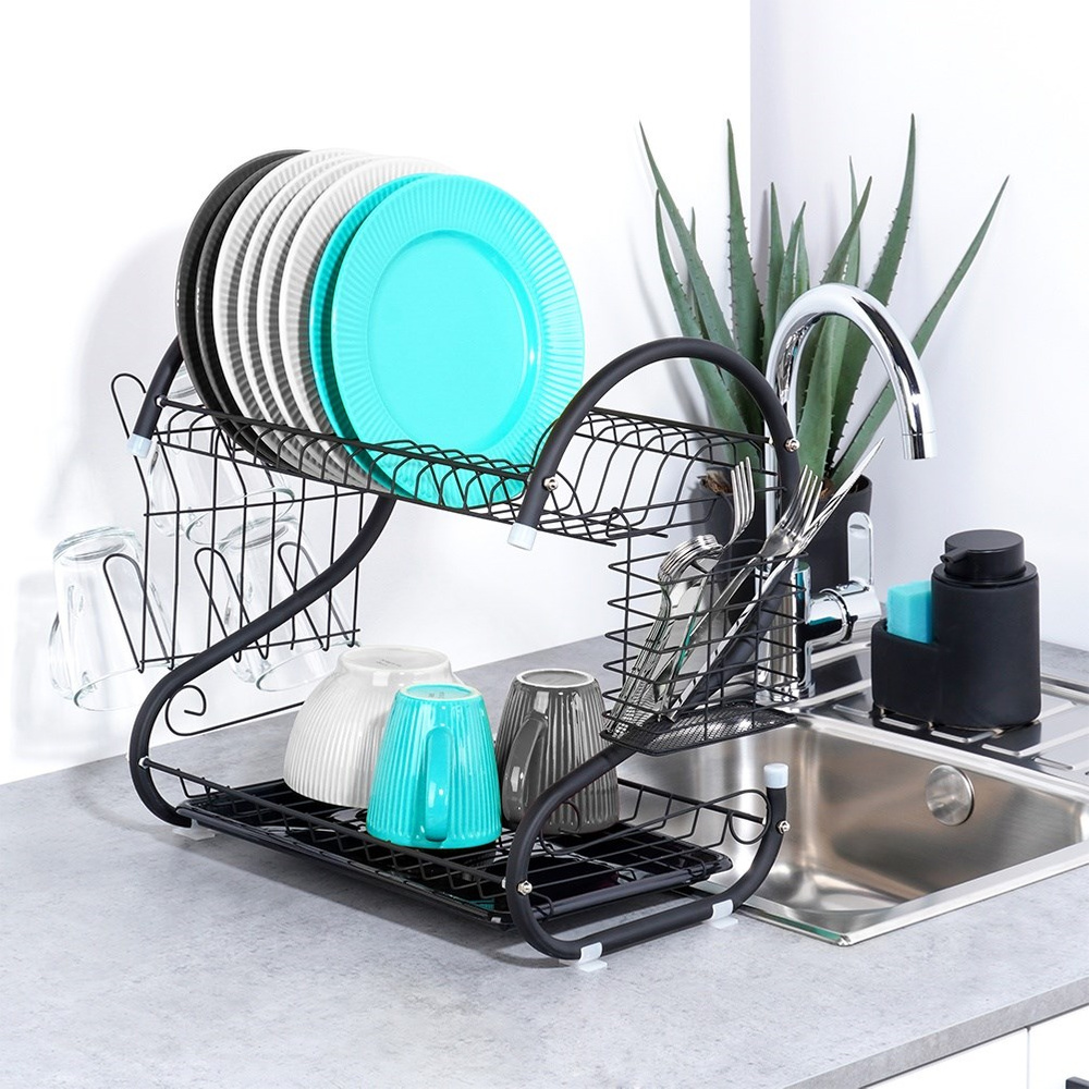 Ociekacz SUSZARKA NA NACZYNIA sztućce dwupoziomowa piętrowa stojąca wisząca Wysokość produktu 38 cm