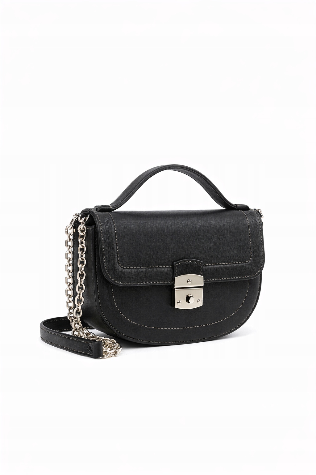 Furla Černá Klasická Kabelka Z Přírodní Kůže S Přezkou I1H