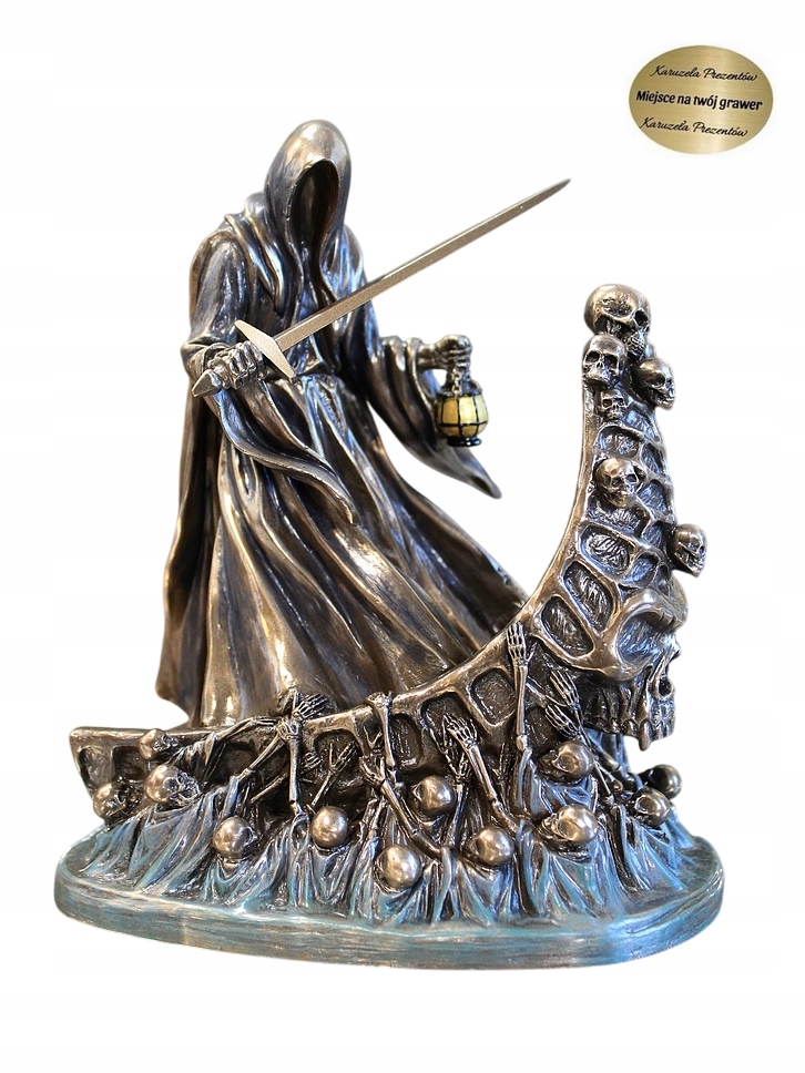 Temný Žakár S Kosou V Lodi Lebky Smrť Hades Hororová Atmosféra