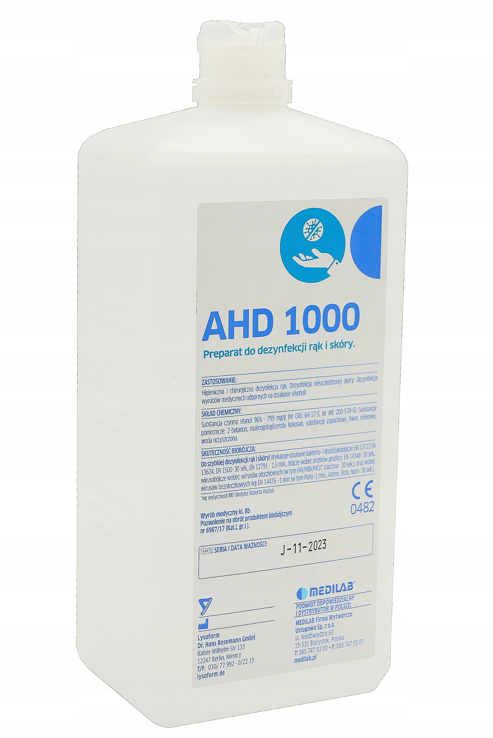 

Ahd 1000 Płyn Do Dezynfekcji Rąk I Skóry 1L