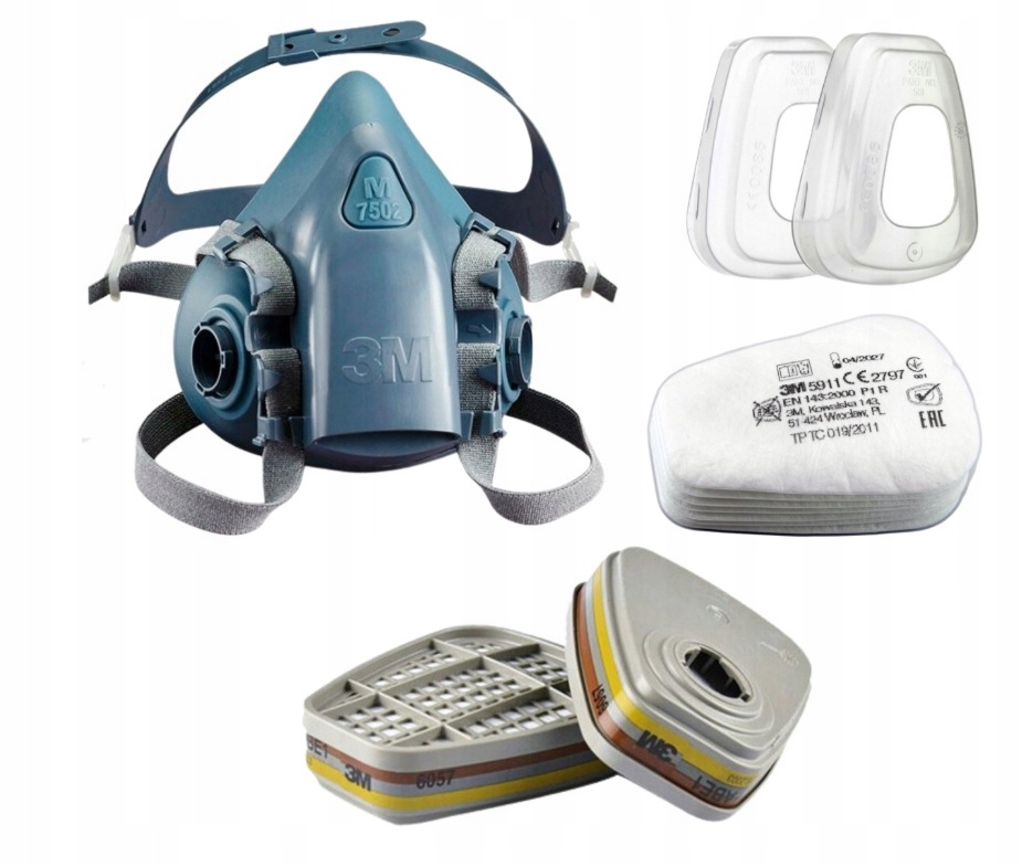 Kompletny zestaw 3M 7503 maska rozm. L Duża kpl filtrów ABEK1 +5N11 +osłona