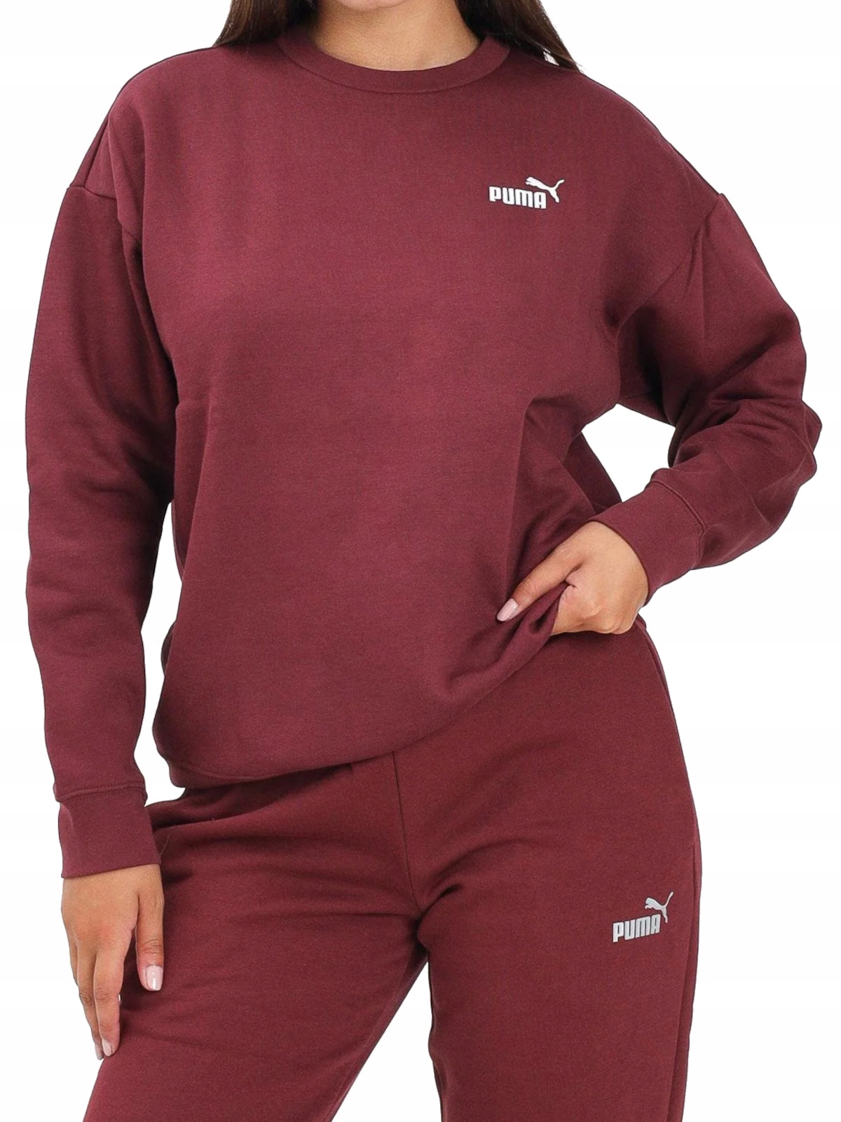 Mikina dámská Puma 633268-96 bez kapuce bavlněná sportovní bordó S