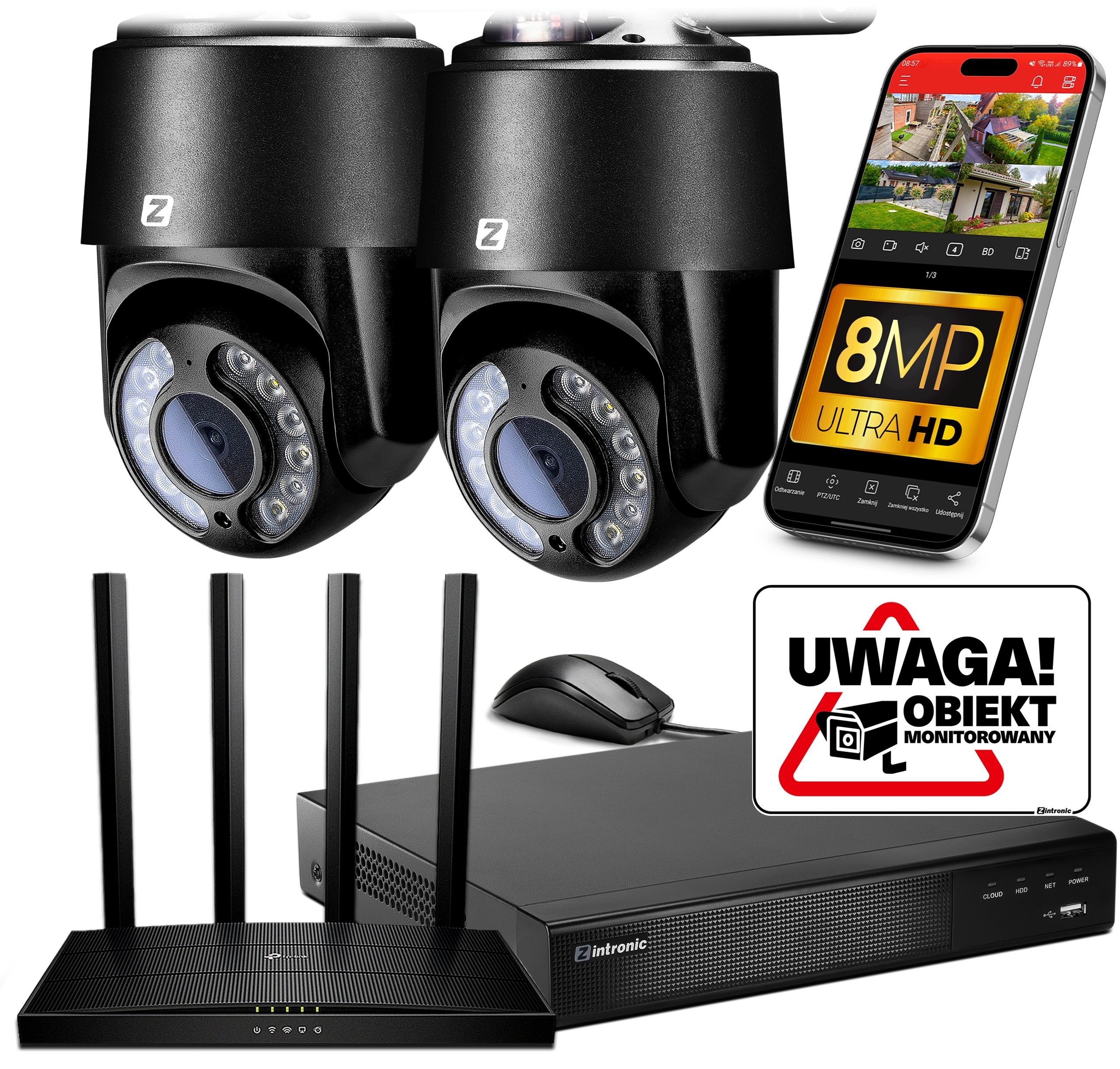Sada Ip WiFi Monitorování 2xKAMERA P8 Dark Venkovní Ptz 8MPx bez disku