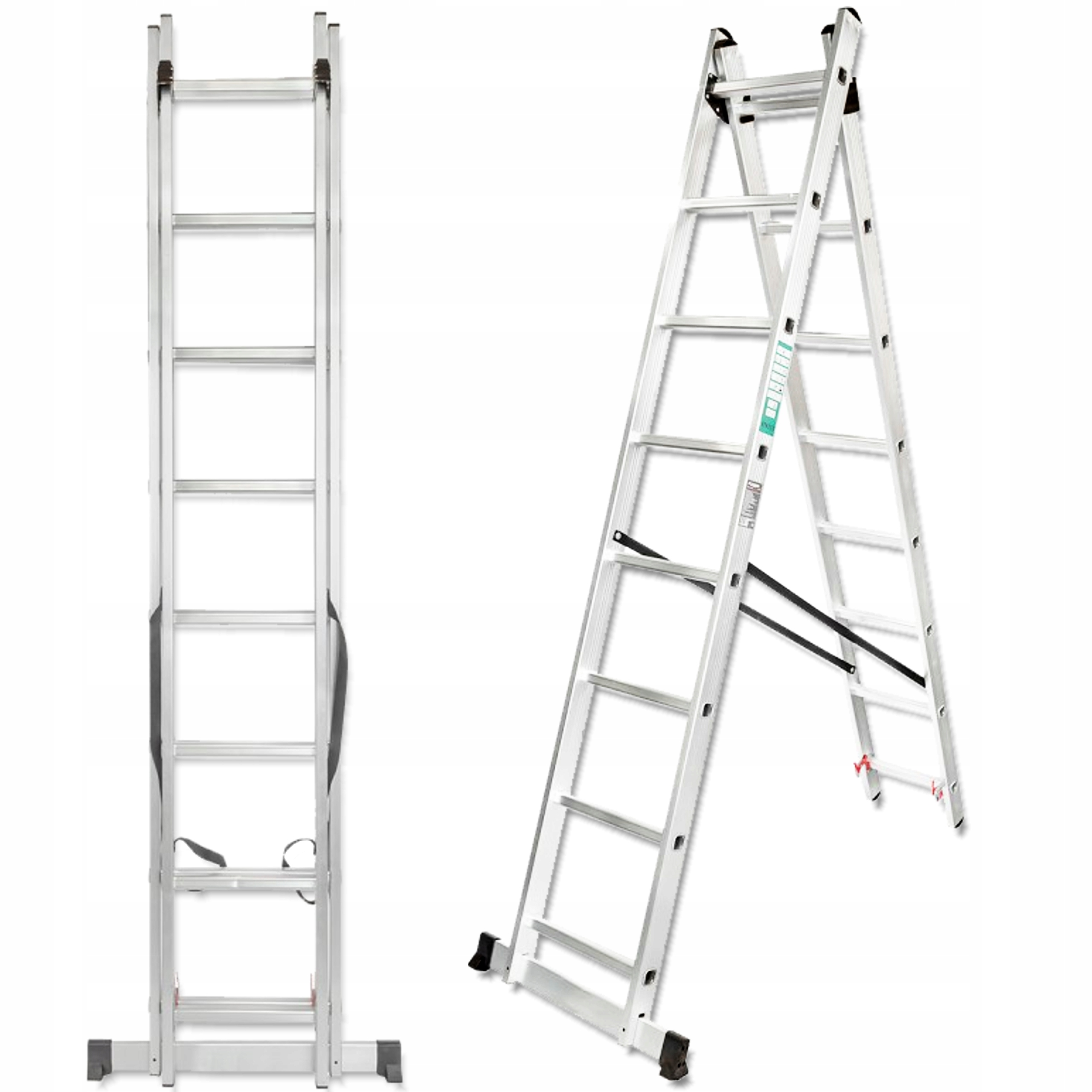 Forcekraft Drabina Dwustronna łączona Aluminiowa 2x14 stopni Wielofunkcyjna