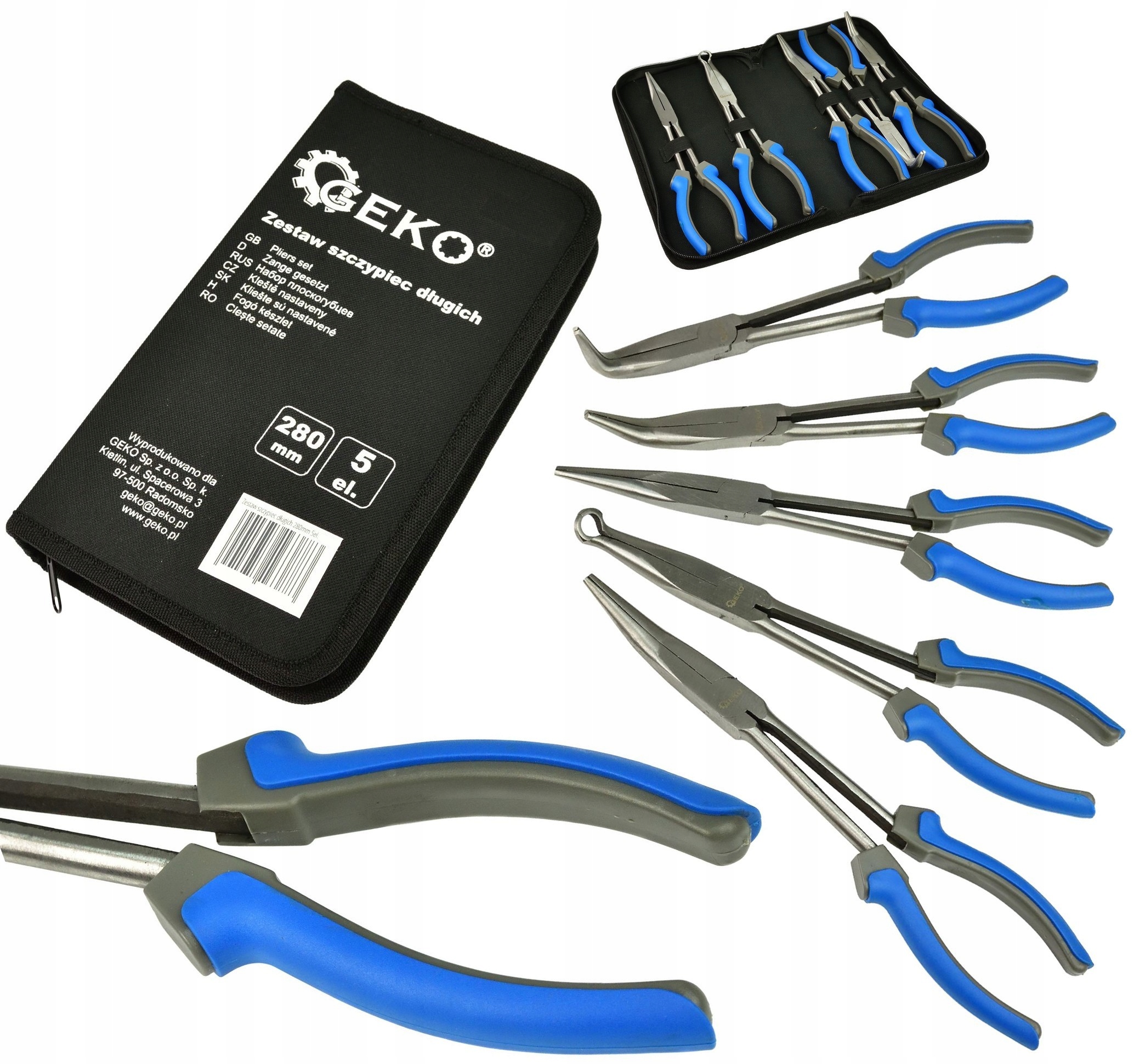 Dlouhé kleště 280 mm prodloužené, sada 5 kusů, CrV