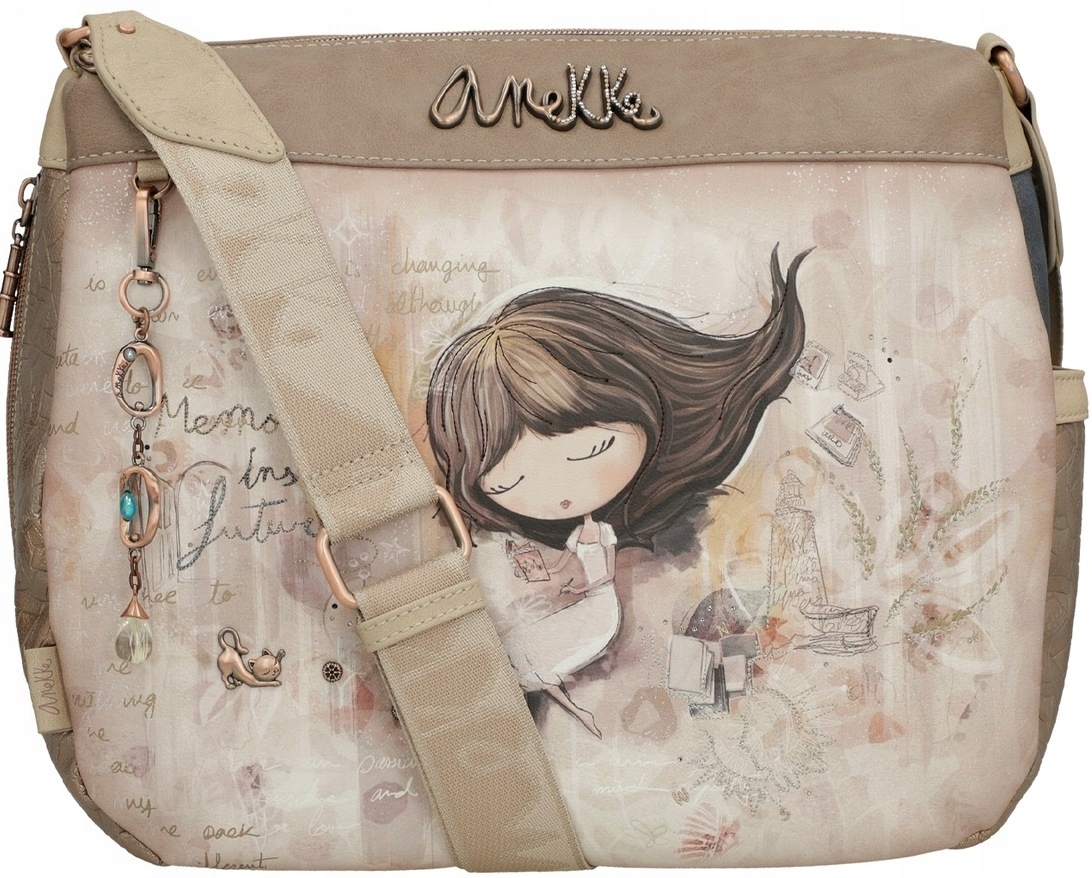 A667 Anekke duża torebka listonoszka poszerzana szeroki pas Alma Memories