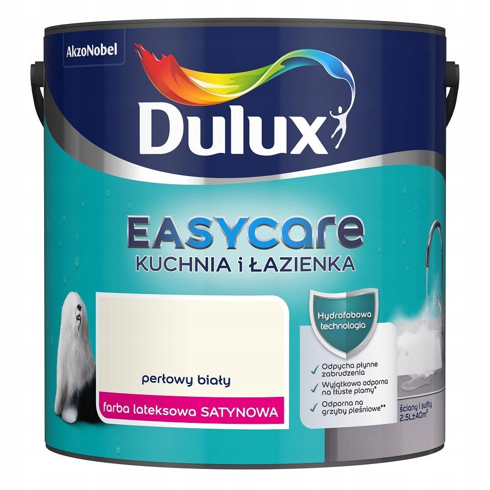 Dulux Easycare Kuchnia Łazienka Satynowa Perłowy Biały 2.5L