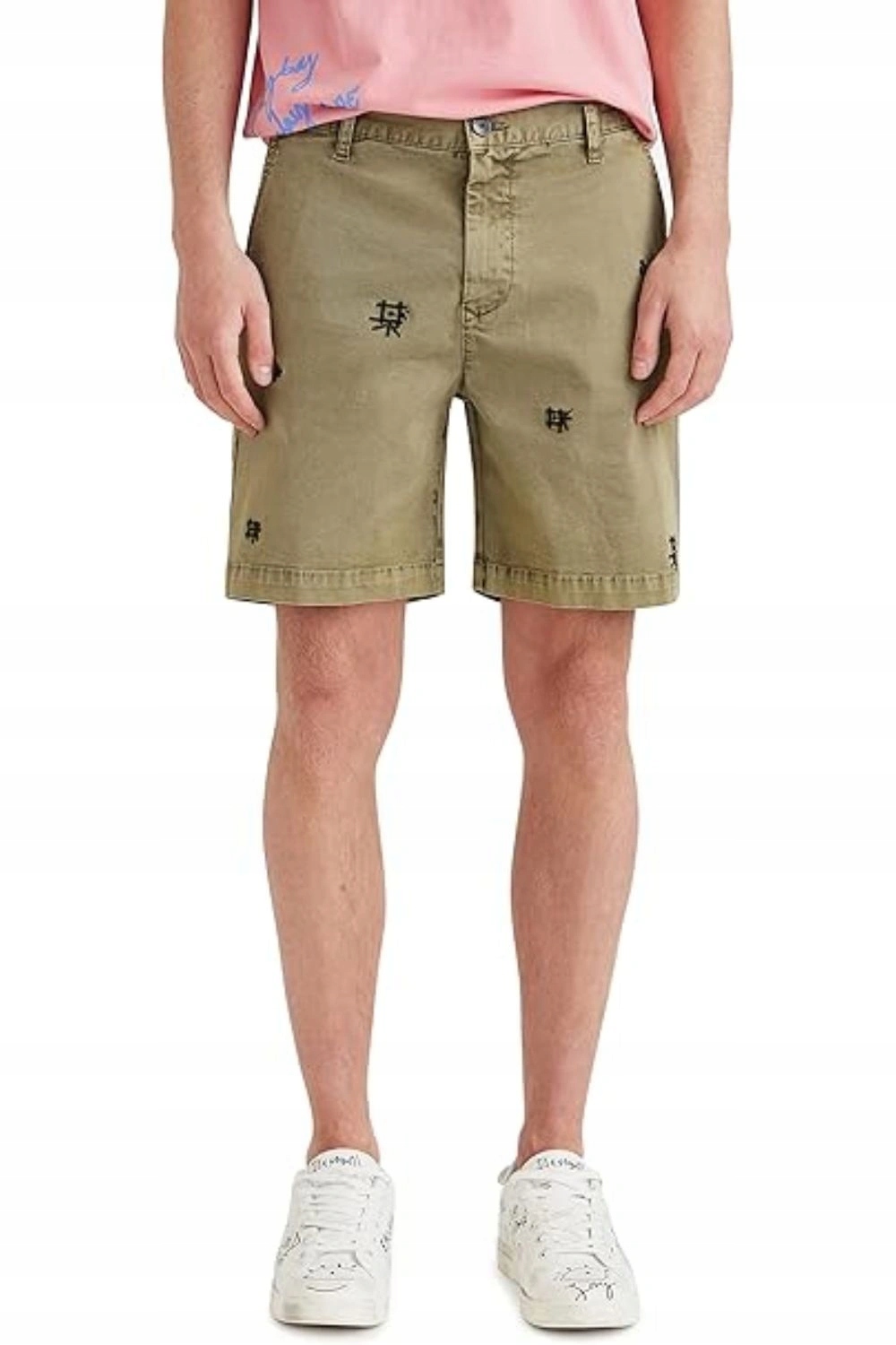 Kraťasy kraťasy Desigual Alex krátké Khaki s výšivkami Chino vel. W32