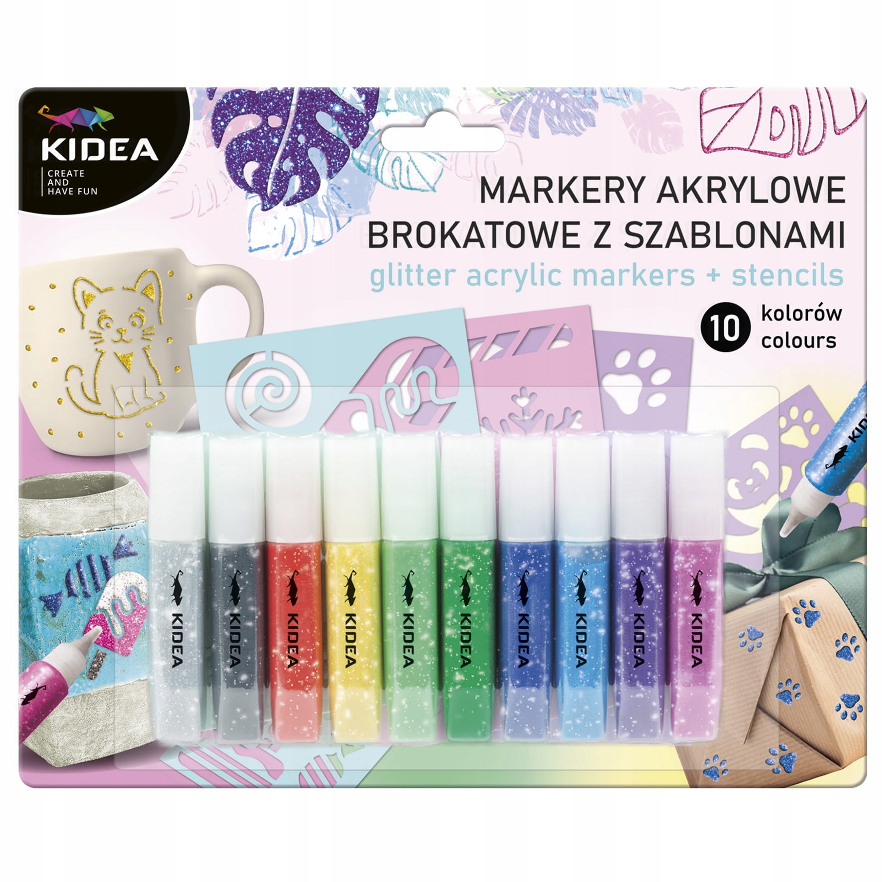 

Kidea Markery Akrylowe Brokatowe 10 kol szablony