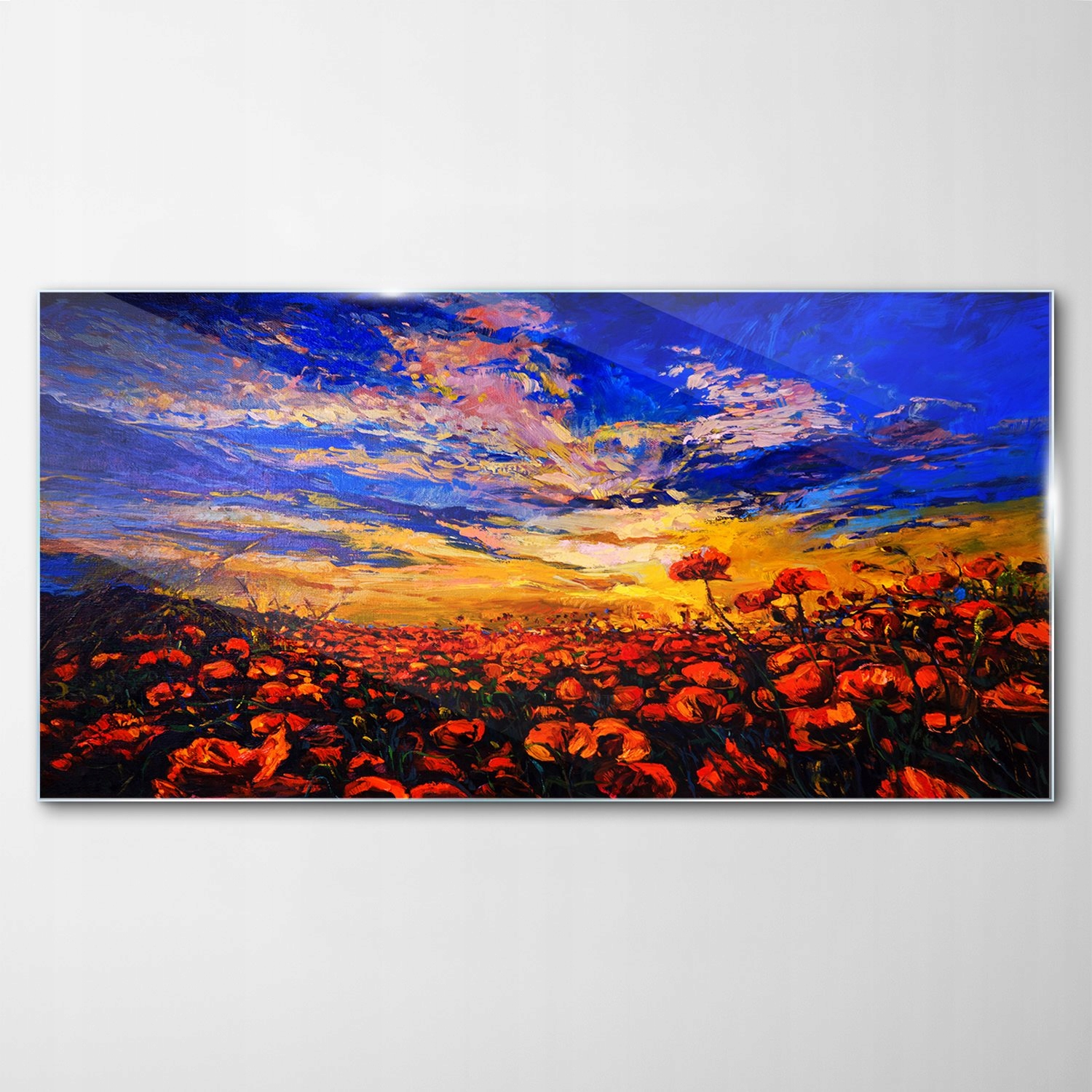 Obraz Sklo Dekor Krajina Nebo Lúka 140x70