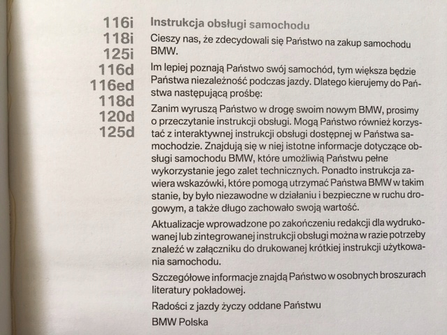 BMW serii 1 F20 polska instrukcja obsługi 2011-2015 + nawigacja radio tel Marka BMW