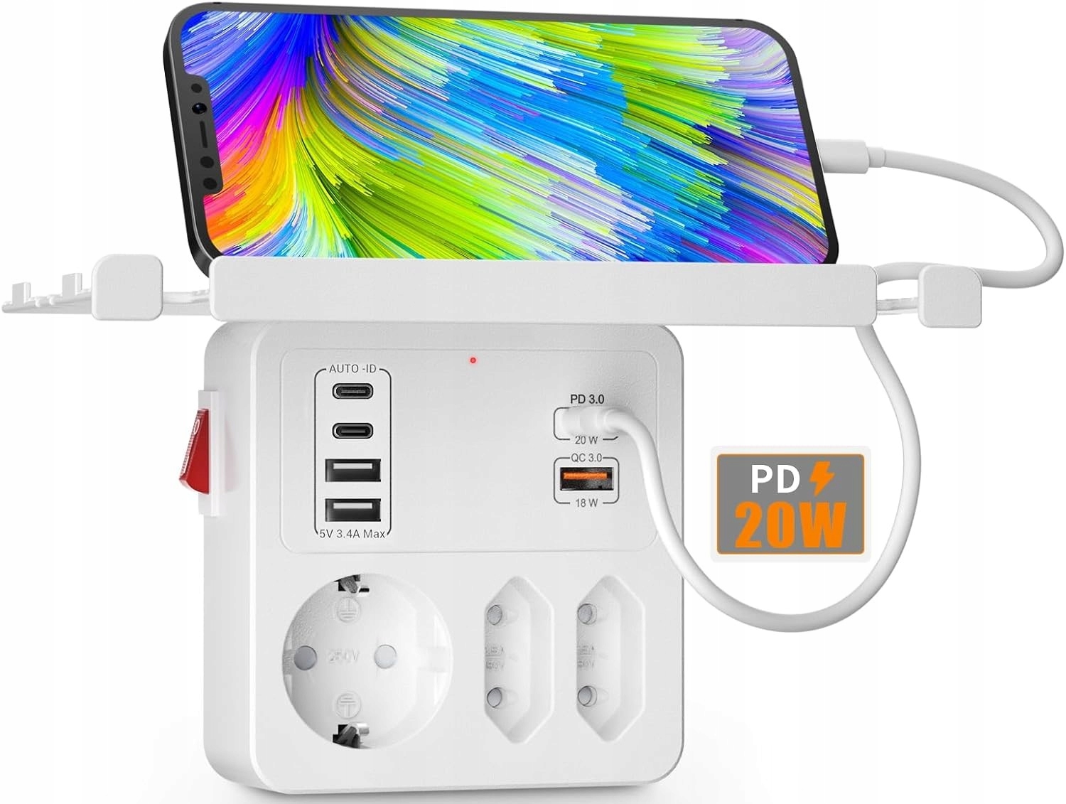 Protipřepěťová Lišta Napájecí Rohlík Rychlá Nabíječka 9v1