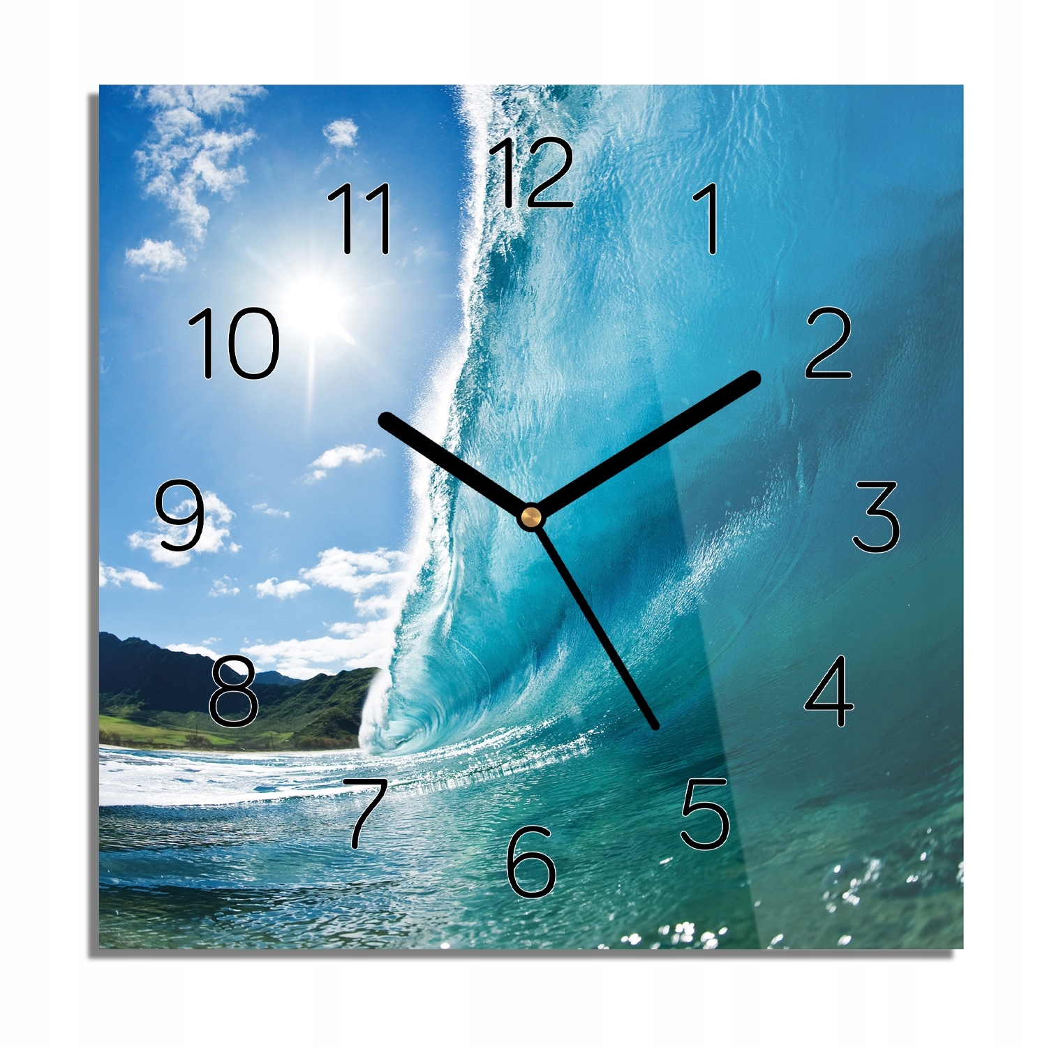 

Ocean fala woda zegar na szkle kwadratowy 30x30
