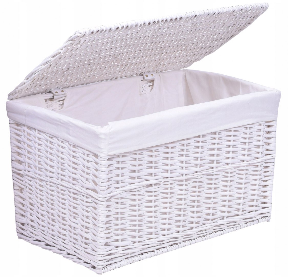 

Kufer wiklinowy 66x40x40 cm 105L biały
