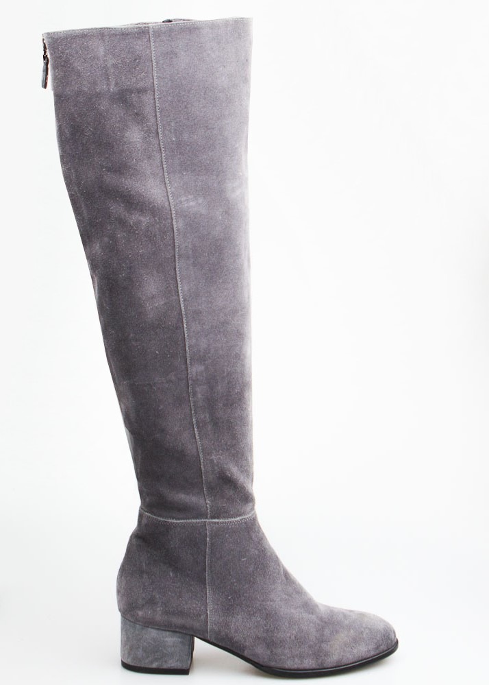 Velurové Semišové Kozačky Před Kolena, Zateplené