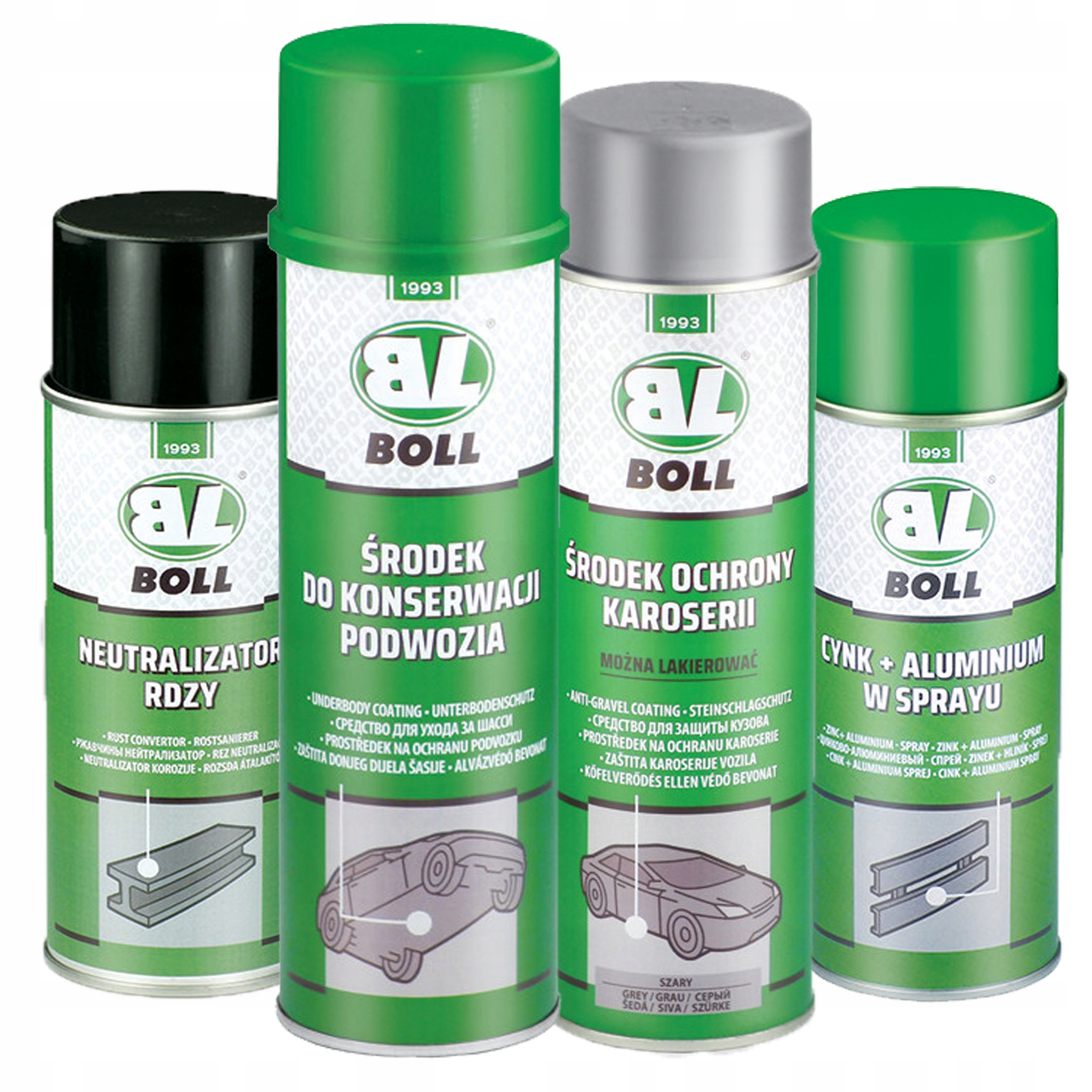 Prostředek na údržbu podvozku neutralizátor rzi zinek ve spreji Boll Komplet