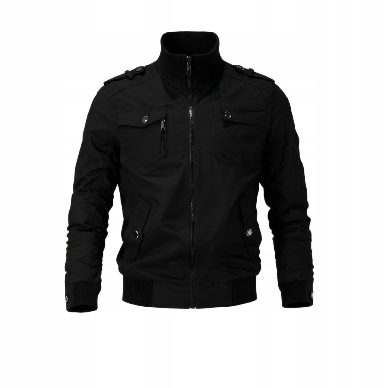 Pánská bunda se stojáčkem s přechodem tepla, pohodlná, elegantní, černá, zip