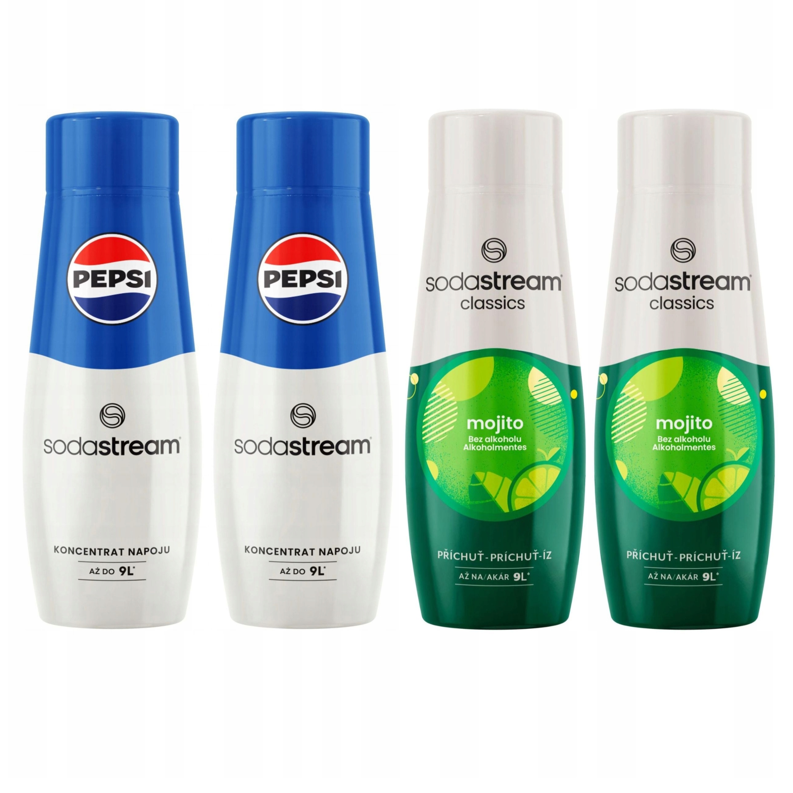 Levně Sirupy do saturátoru Sodastream, koncentráty, mix: 2x Pepsi 2x Mojito