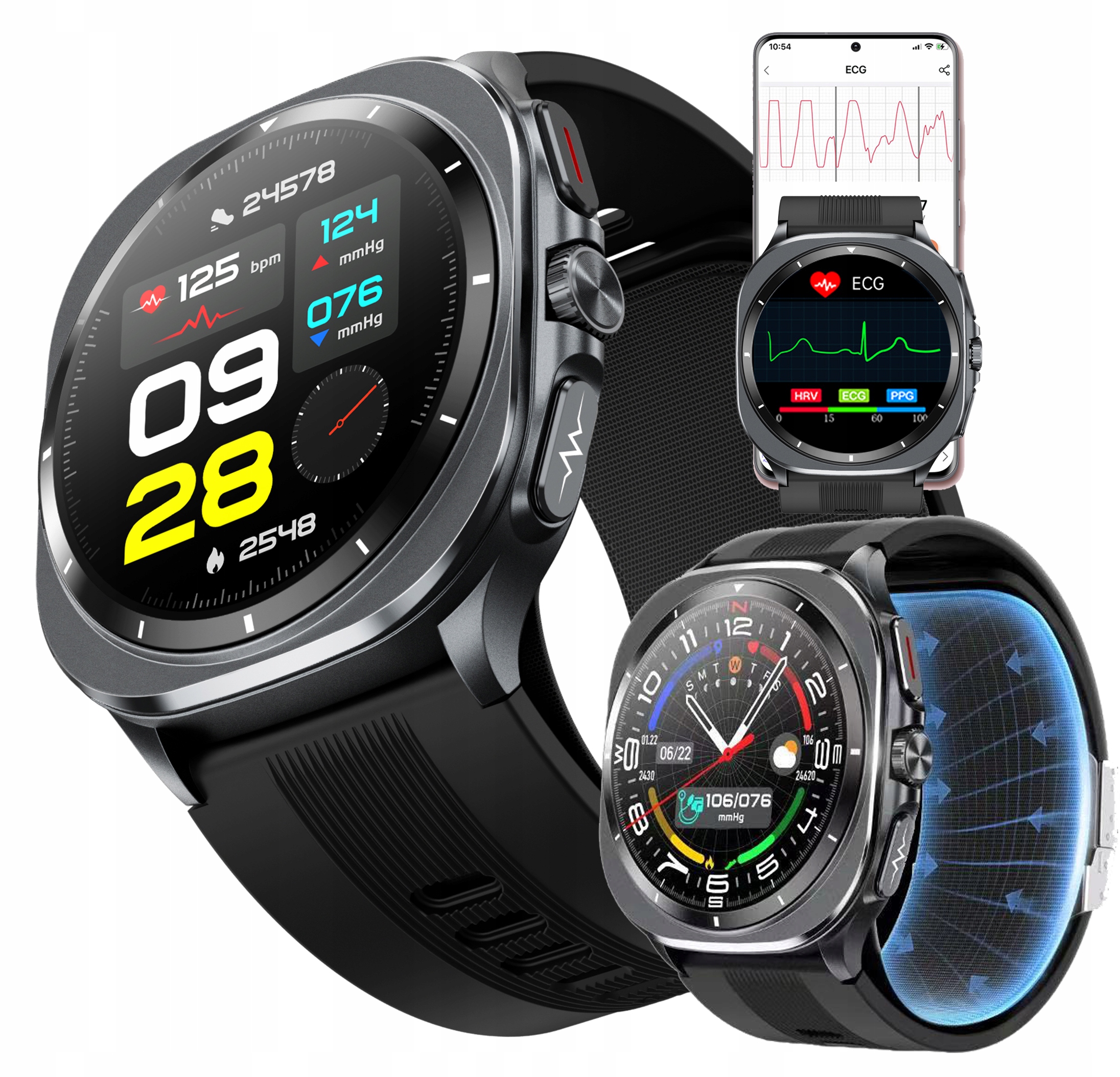 Zegarek Kardiowatch Spustiteľný Tlakomer Ekg Cukor Krv Bmi Rozhovory