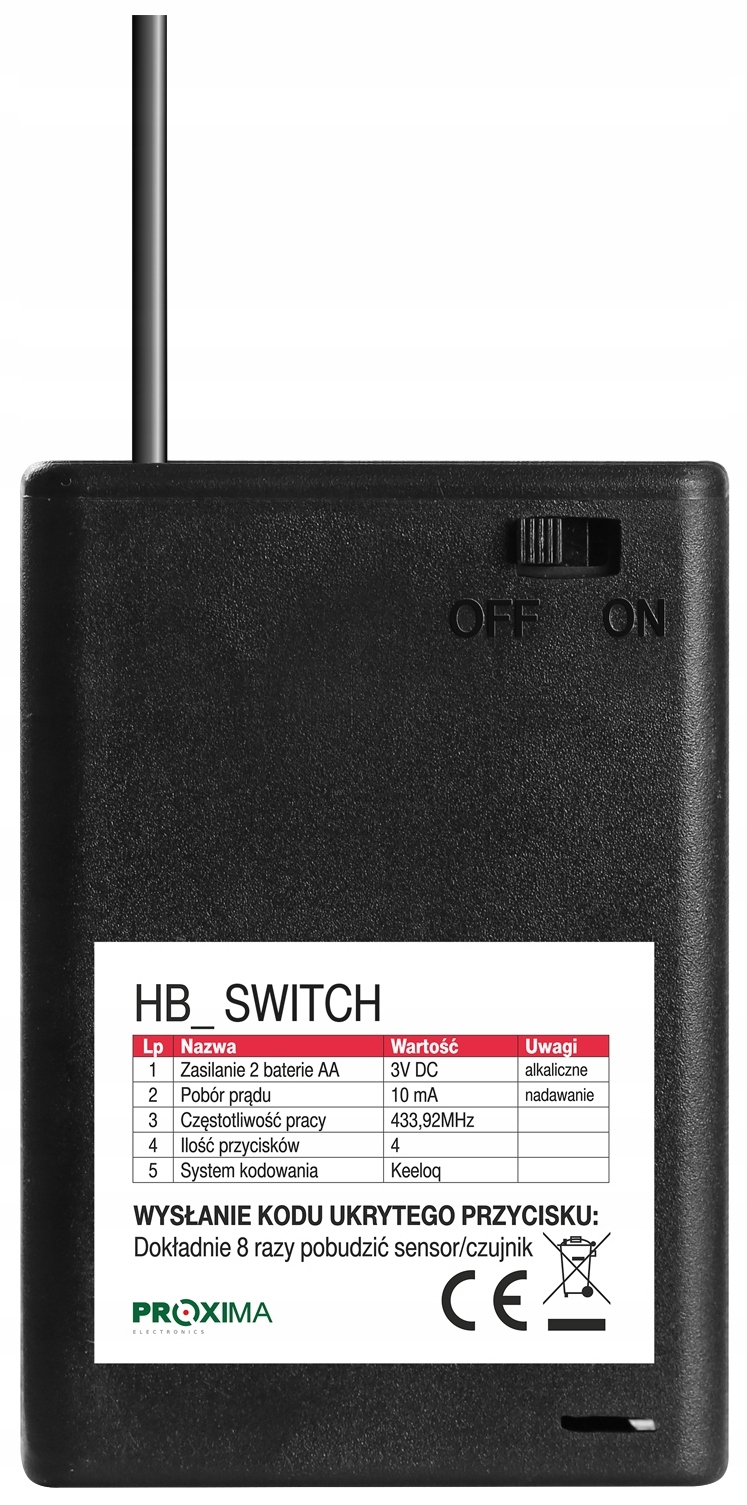 Bateriový dálkový ovladač Hb Switch pro bránu Krispol Starcus je skvělou náhradou za auto