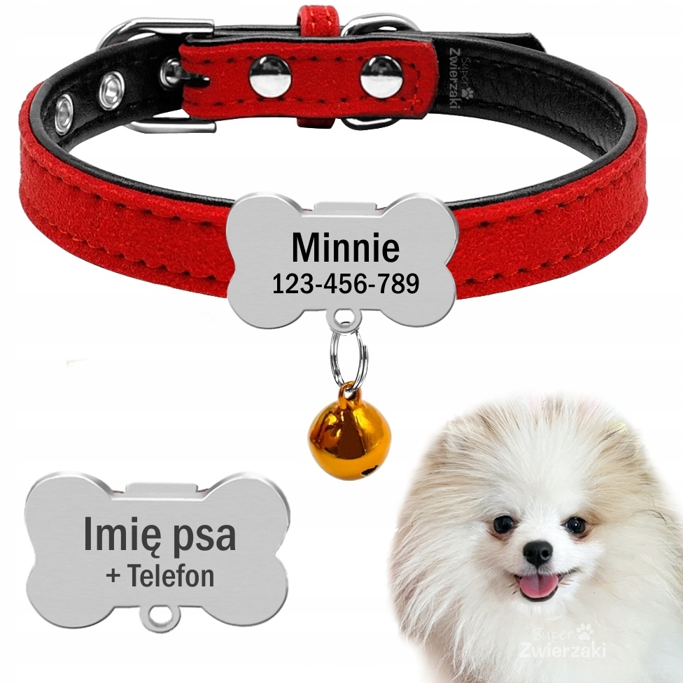 

Obroża dla psa z imieniem i numerem telefonu Xs