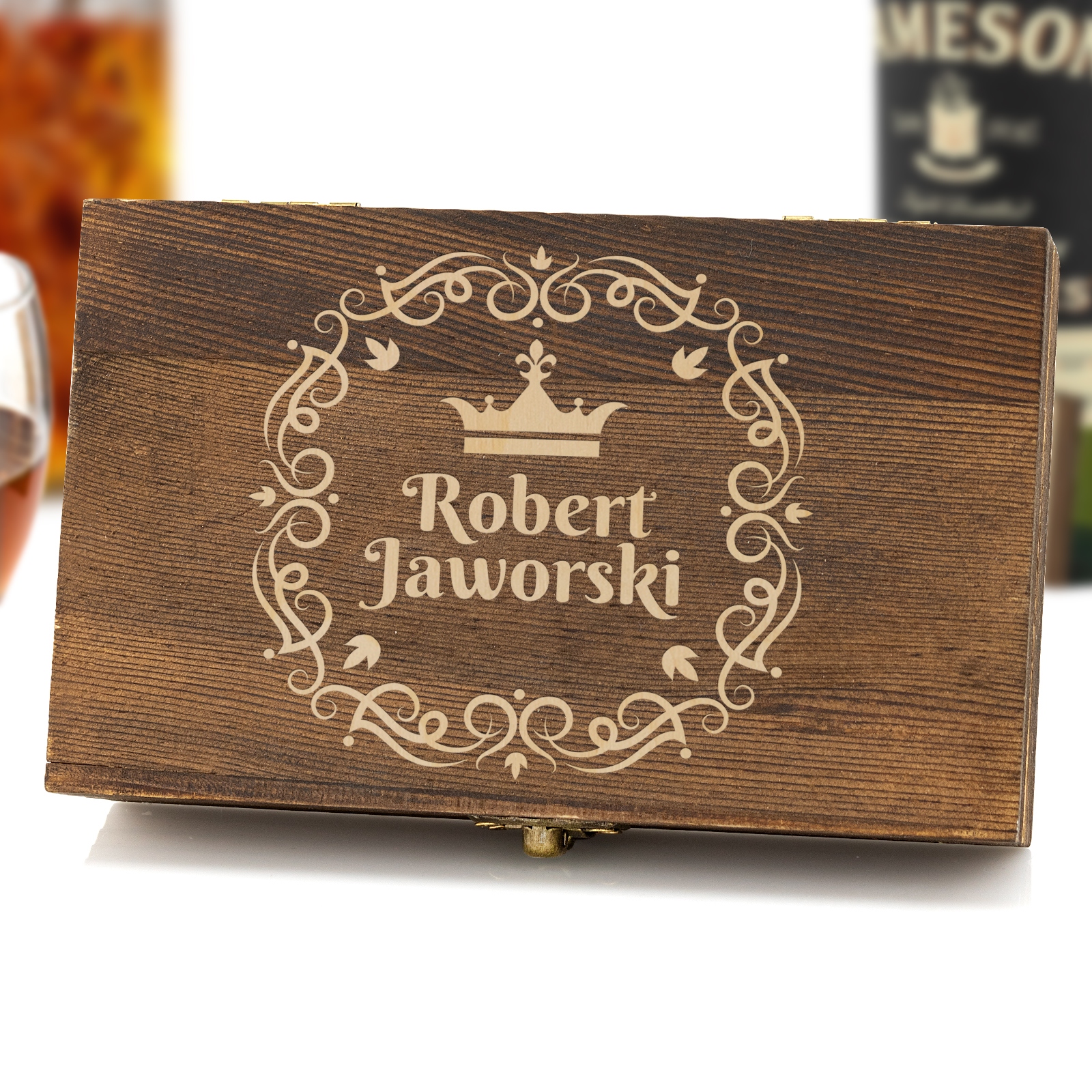 KAMIENIE DO WHISKY w DREWNIANYM PUDEŁKU Z GRAWEREM Producent inna