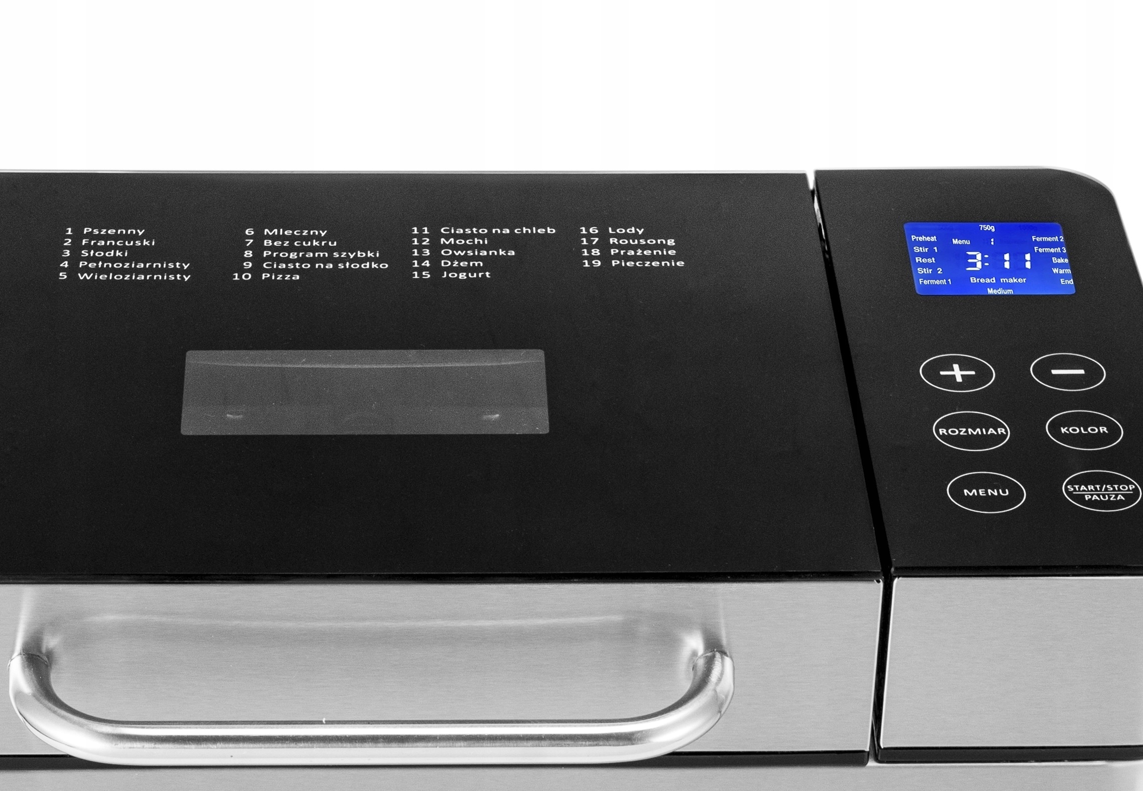 Хлібопічка Автоматична МЕНЮ PL Yoer INOX +Рецепти +19 програм +МОРОЗИВО Кількість програм 19