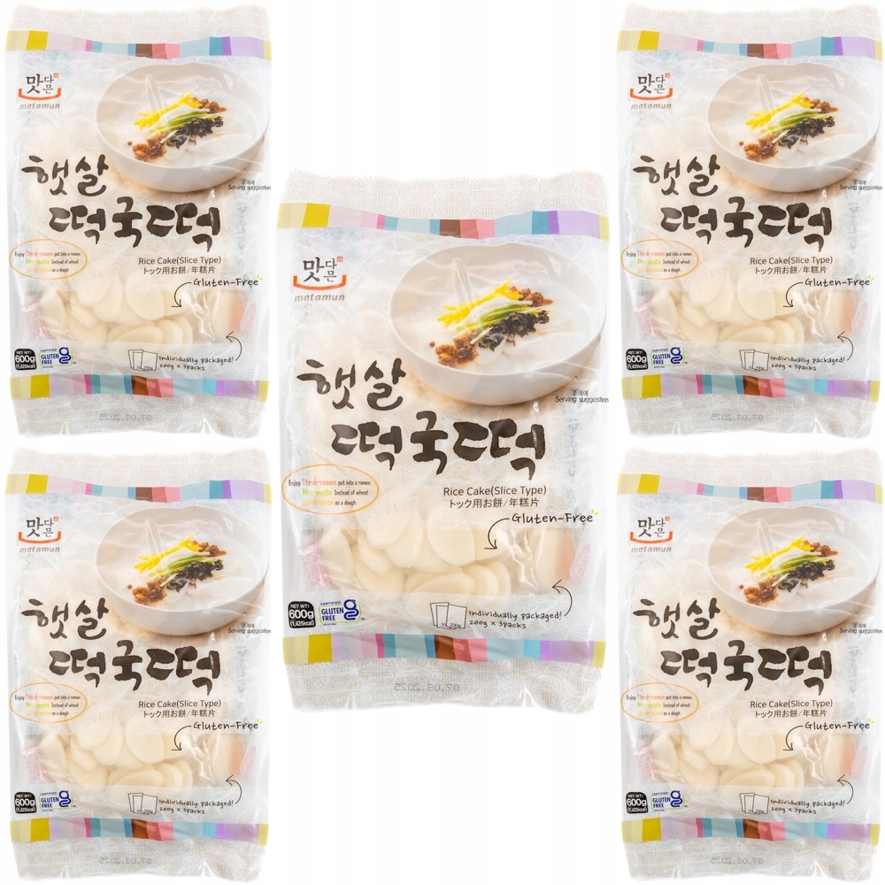 5 x Koreańskie Kluski Ryżowe Tteokguk Topokki Plasterki 2x300g 600g Matamun