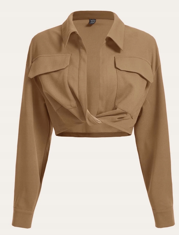 SHEIN BLUZKA DAMSKA BRĄZOWA DŁUGI RĘKAW 40/42 VXD