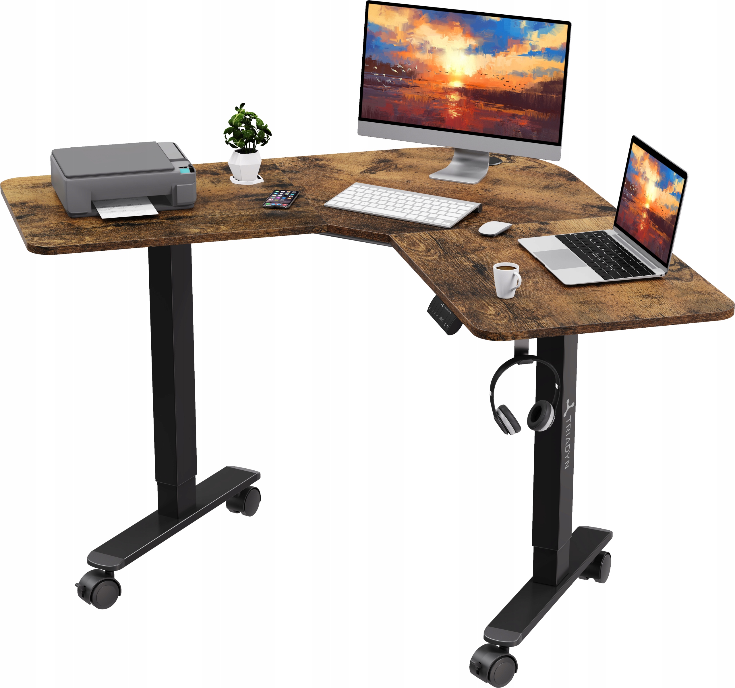 Rohový písací stôl Triadyn WorkBase 1206L Elektrická regulácia 120 x 120 cm