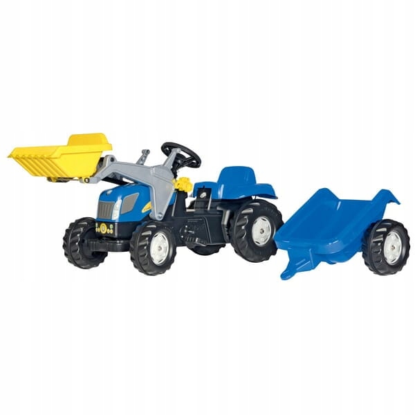 Traktor z napędem na pedały z ładowaczem i przyczepą New Holland wiek od 2.