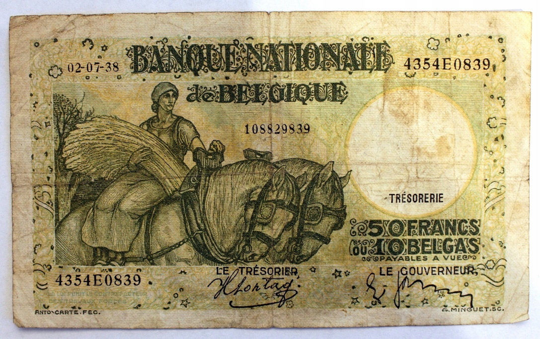 Belgia 50 franków 1938