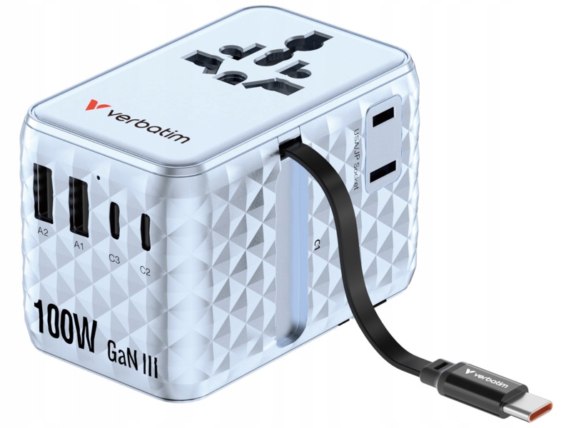 Adapter podróżny Verbatim Charge N Travel Niebieski