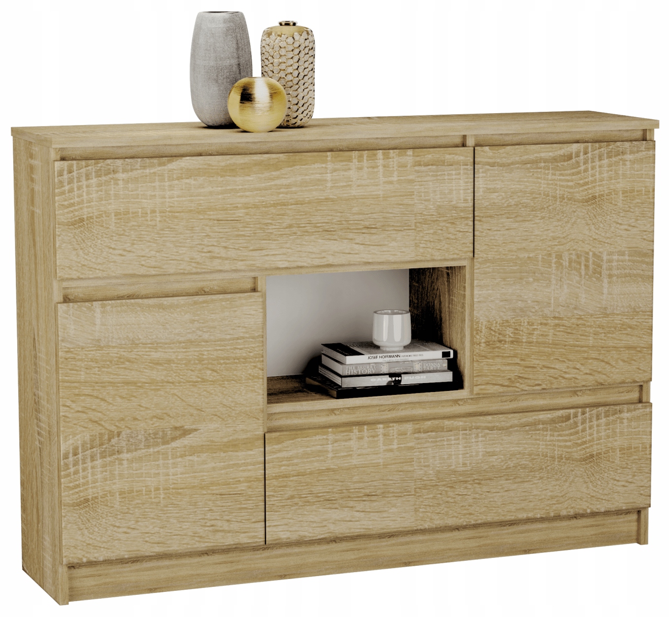 

Komoda 2 Szuflady plus 2 Szafki 120cm Sonoma