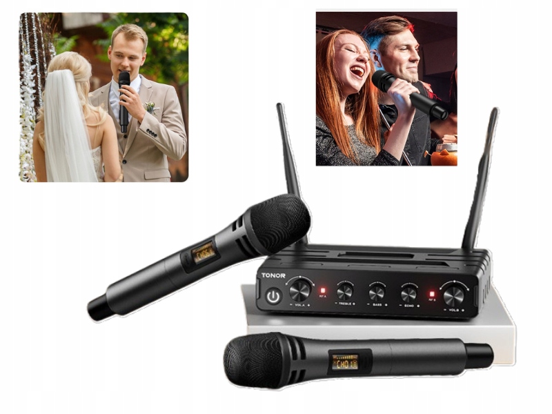 Bezdrátový mikrofon Bateriově napájený Dosah 60 m 2 kusy přijímač