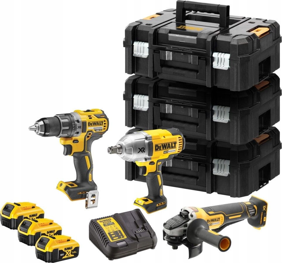 DeWalt Zestaw 3 elektronarzędzi Combo DCG406 DCD791 DCF899 3x5Ah 18V Xr
