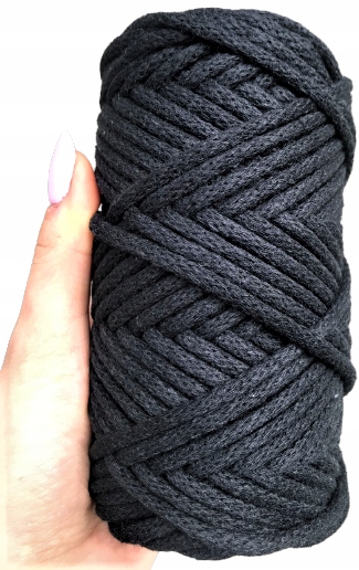 Sznurek Bawełniany Pleciony 50m 5mm Czarny