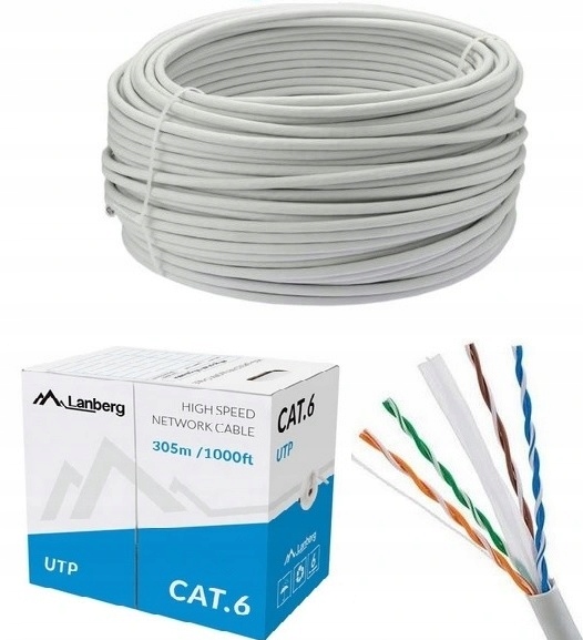 

Kabel Sieciowy Lan Utp Kat 6 50 m Skrętka Lanberg