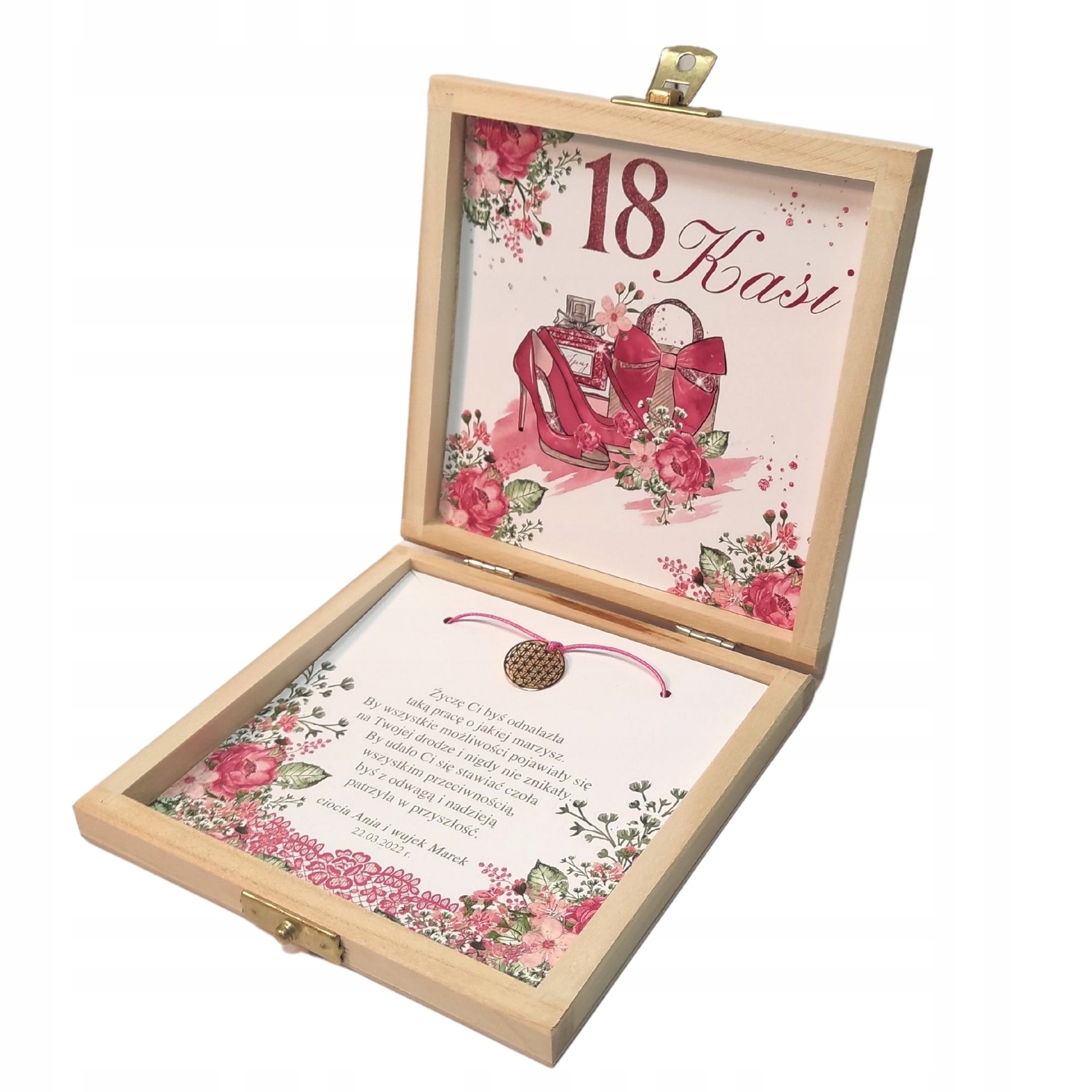 dárek k 18stce krabička s náramkem s gravírováním